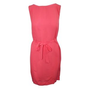REISS sleeveless belted coral dress